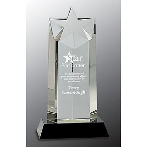 10 Crystal Star Column on Black Pedestal Base
