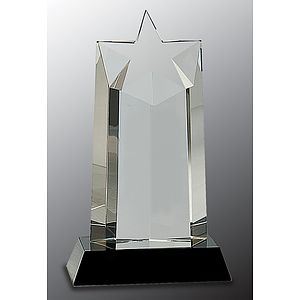 9 14 Crystal Star Column on Black Pedestal Base
