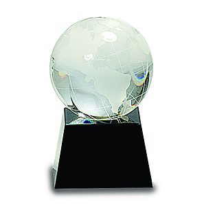 3 Crystal Globe on Black Base