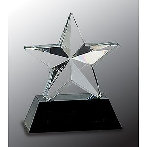 6 Crystal 3D Star on Black Base