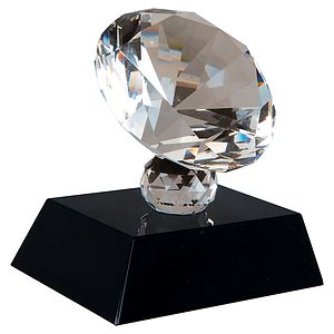 3 12 Crystal Diamond on Black Pedestal Base