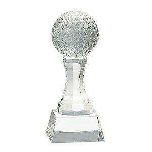 6 Crystal Golf Ball on Clear Pedestal Base