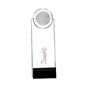 9 12 ClearBlack Crystal Standup with 3D Golfer