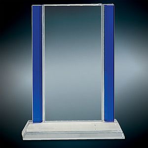 8 12 Blue 2-Edge Crystal Award on Clear Base
