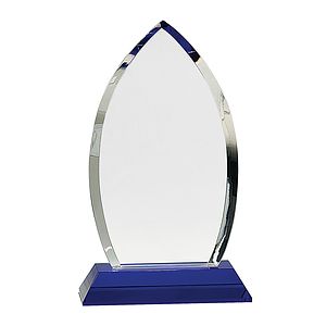 10 Crystal Oval Award on Blue Pedestal Base