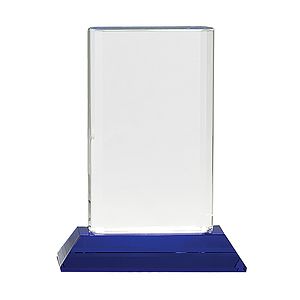 7 34 Crystal Cylinder on Blue Pedestal Base
