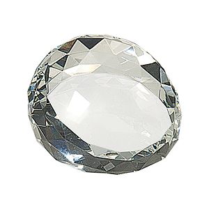 Clear Round Crystal Facet Paperweight (2 12 x 1 34)
