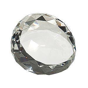 Clear Round Crystal Facet Paperweight (3 12 x 2)