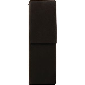 BlackSilver Laser Engraved Leatherette Double Pen Case (6 12 x 2)