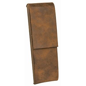 RusticGold Laser Engraved Leatherette Double Pen Case (6 12 x 2)