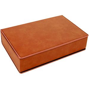 6 Oz. Rawhide Laser Engraved Leatherette Flask Gift Set