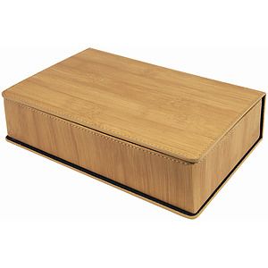 6 Oz. Bamboo Laser Engraved Leatherette Flask Gift Set
