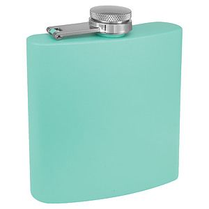 6 Oz. Matte Teal Powder Coated Flask