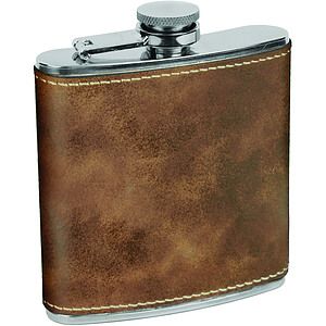 RusticGold Leatherette Wrapped 6 Oz. Stainless Steel Flask