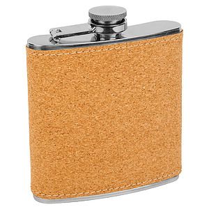 Cork Leatherette Wrapped 6 Oz. Stainless Steel Flask