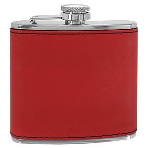 6 Oz. Red Laser Engraved Stainless Steel Flask