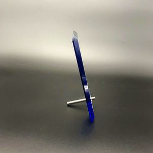 Clear Glass Award with Sapphire Blue Highlight and Silver Plated Post (6x8)