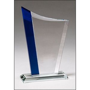 Zenith Series Jade Glass Award with Blue Glass Highlights (5 38 x 8)