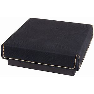 BlackGold Medal Box with Laser Engraved Leatherette Lid (3 12 x 3 12)