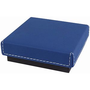 BlueSilver Medal Box with Laser Engraved Leatherette Lid (3 12 x 3 12)