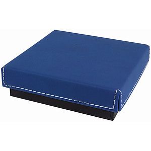 BlueSilver Medal Box with Laser Engraved Leatherette Lid (4 x 4)