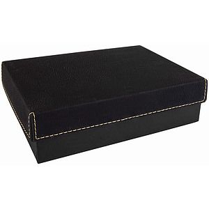 BlackGold Gift Box with Laser Engraved Leatherette Lid (7 38 x 5 34)