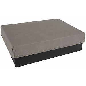 Gray Gift Box with Laser Engraved Leatherette Lid (7 38 x 5 34)