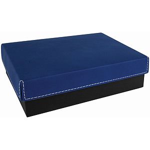 BlueSilver Gift Box with Laser Engraved Leatherette Lid (7 38 x 5 34)