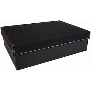 BlackGold Gift Box with Laser Engraved Leatherette Lid (9 34 x 7)