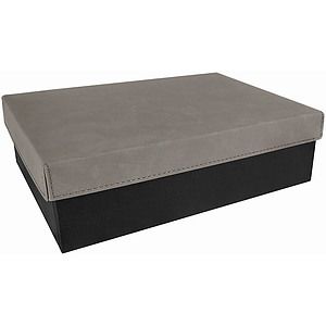Gray Gift Box with Laser Engraved Leatherette Lid (9 34 x 7)