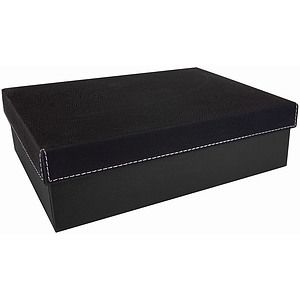 BlackSilver Gift Box with Laser Engraved Leatherette Lid (9 34 x 7)