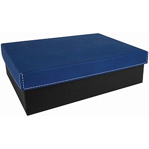 BlueSilver Gift Box with Laser Engraved Leatherette Lid (9 34 x 7)