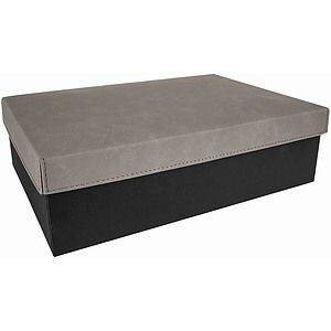 Gray Gift Box with Laser Engraved Leatherette Lid (11 34 x 7 34)