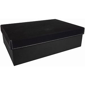 BlackSilver Gift Box with Laser Engraved Leatherette Lid (11 34 x 7 34)