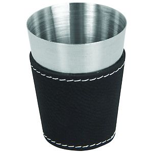 BlackSilver 2 Oz. Leatherette Shot Glass