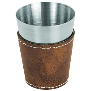 BrownSilver 2 Oz. Leatherette Shot Glass
