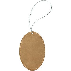 Light Brown Leatherette Oval Ornament (4 12 x 3 12)