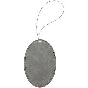 Gray Leatherette Oval Ornament