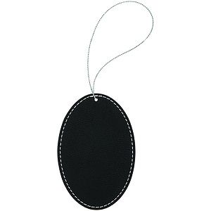 BlackSilver Leatherette Oval Ornament
