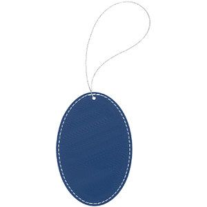 BlueSilver Leatherette Oval Ornament