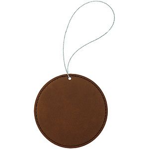 Dark Brown Leatherette Round Ornament