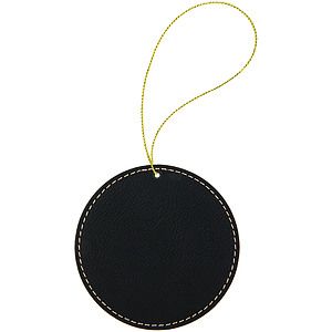 BlackGold Leatherette Round Ornament
