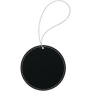 BlackSilver Leatherette Round Ornament