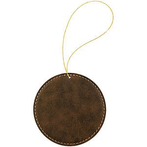 RusticGold Leatherette Round Ornament