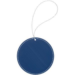BlueSilver Leatherette Round Ornament