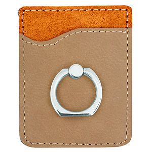 Light Brown Leatherette Phone Wallet wRing