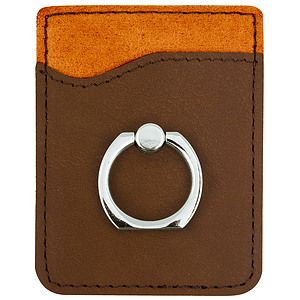Dark Brown Leatherette Phone Wallet wRing