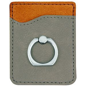 Gray Leatherette Phone Wallet wRing