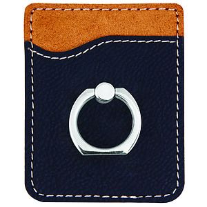 BlackSilver Leatherette Phone Wallet wRing