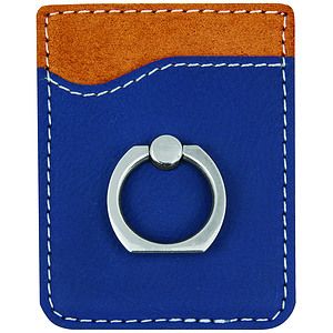 BlueSilver Leatherette Phone Wallet wRing